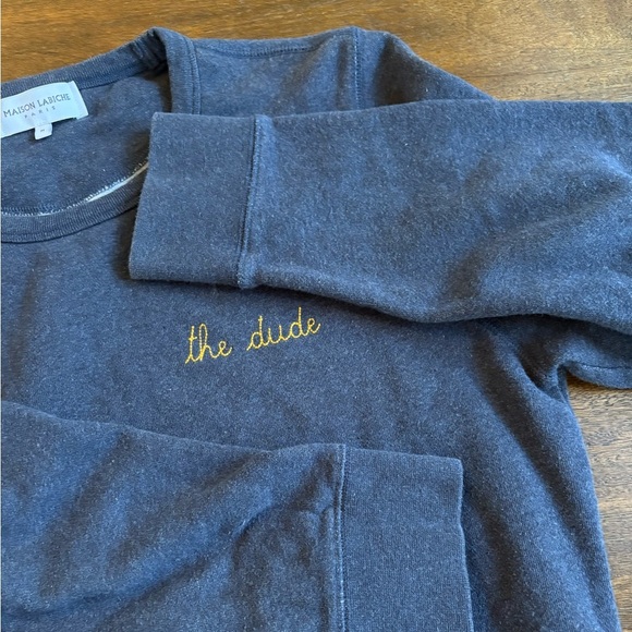 Maison Labiche Charonne The Dude LS Crew Sweatshirt Men’s Medium Navy Blue - Picture 4 of 12